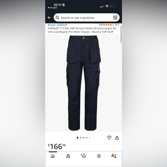 Men's TuffStuff Navy Cargo Pants - Picture 3 of 4